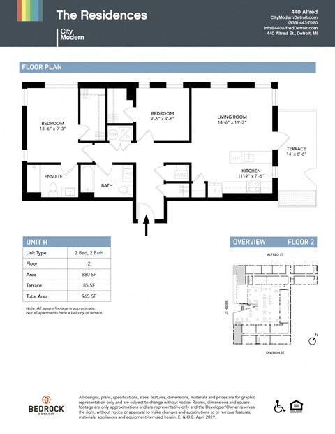 H- Two Bedrooms Two Bathrooms Floor Plan